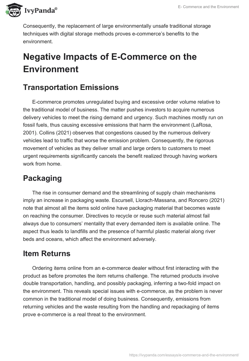 E- Commerce and the Environment. Page 3