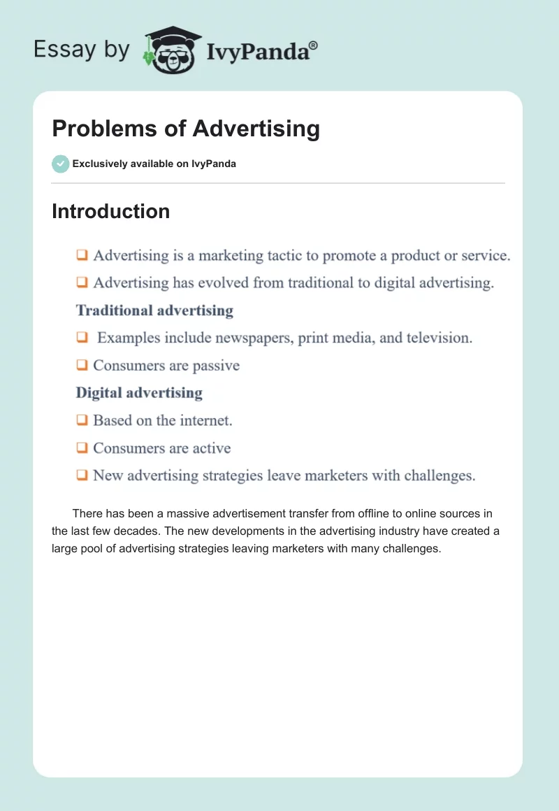 Problems of Advertising. Page 1