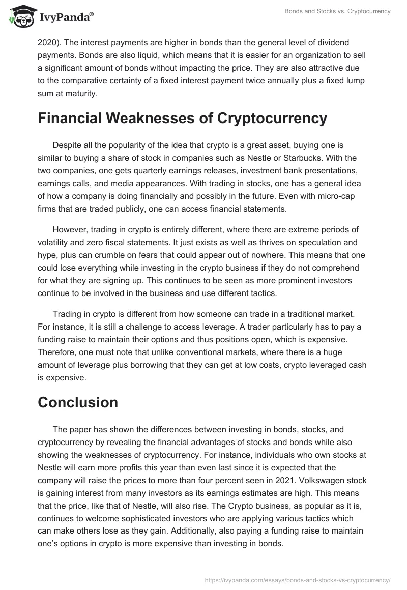 Bonds and Stocks vs. Cryptocurrency. Page 3
