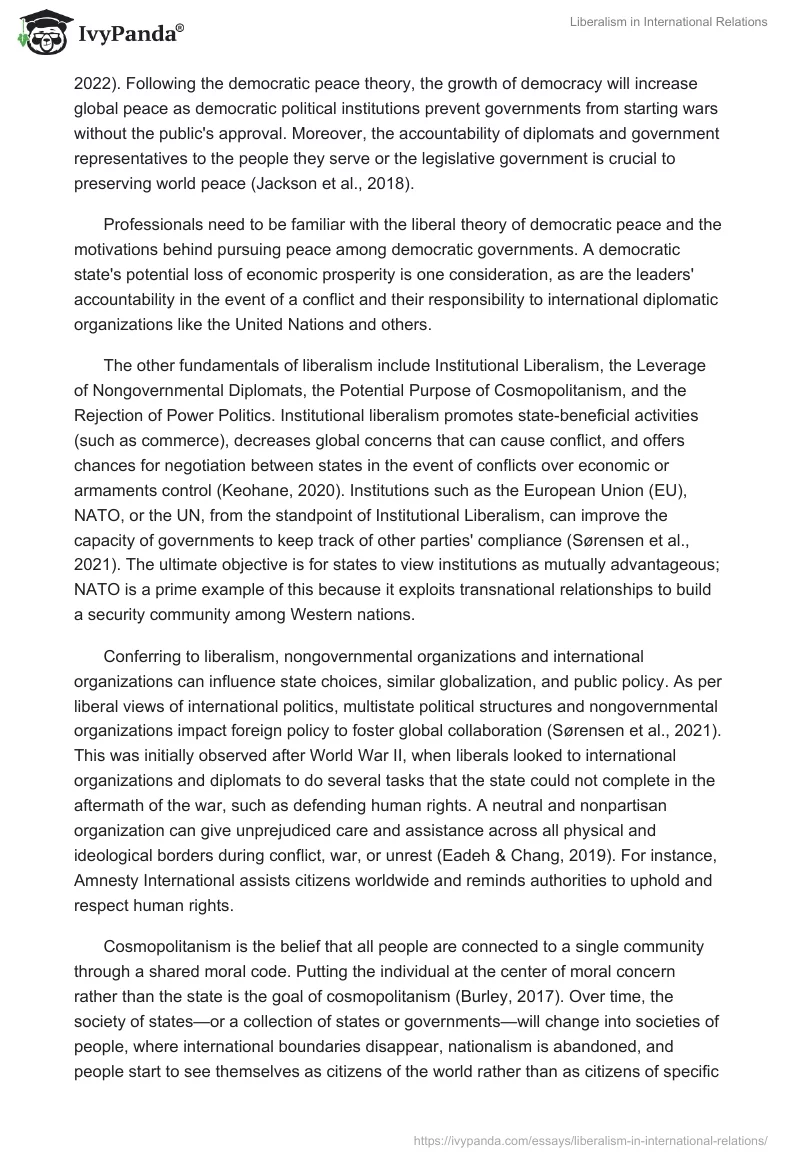 Liberalism in International Relations. Page 2