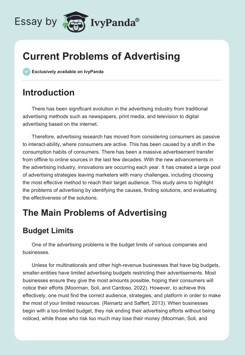 Current Problems of Advertising. Page 1