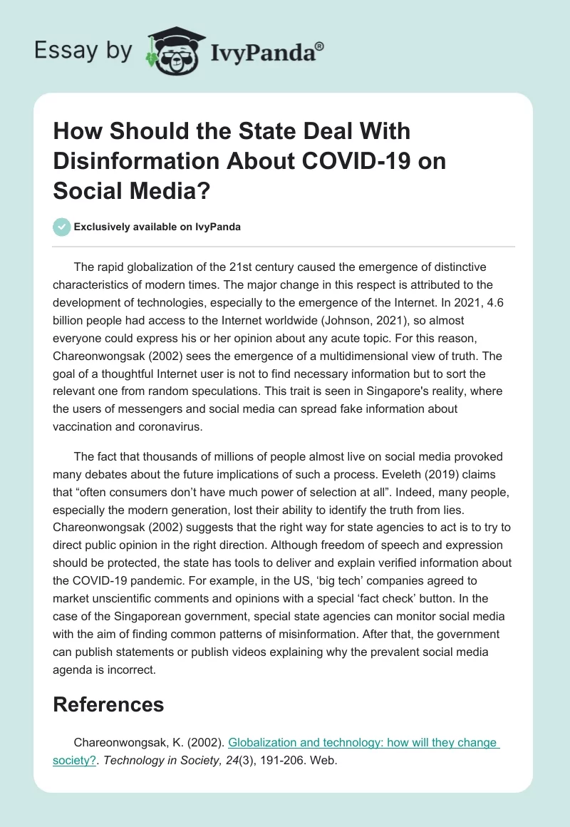 How Should the State Deal With Disinformation About COVID-19 on Social Media?. Page 1