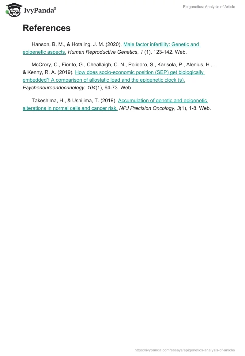 Epigenetics: Analysis of Article. Page 4
