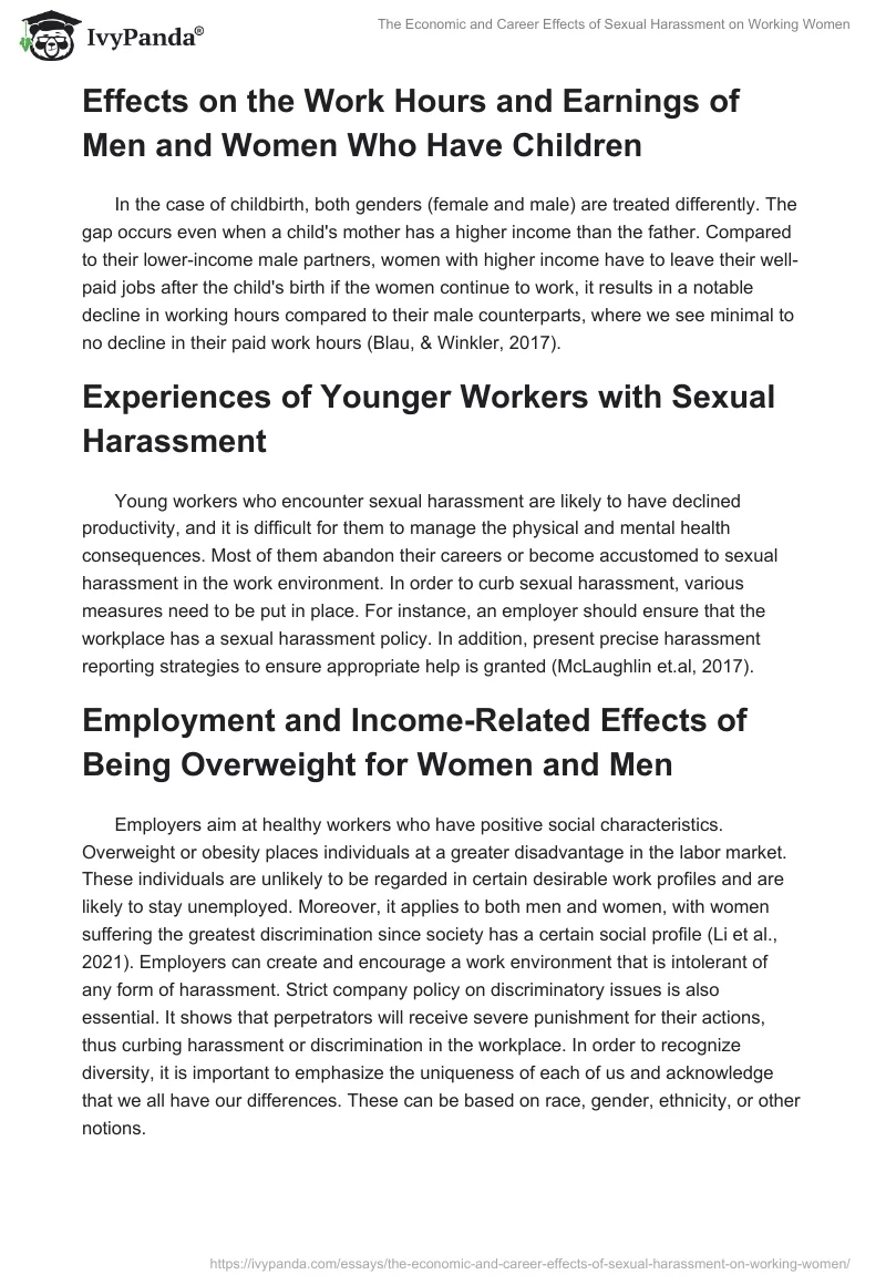 The Economic and Career Effects of Sexual Harassment on Working Women. Page 2