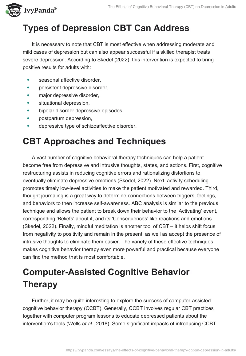 The Effects of Cognitive Behavioral Therapy (CBT) on Depression in Adults. Page 3
