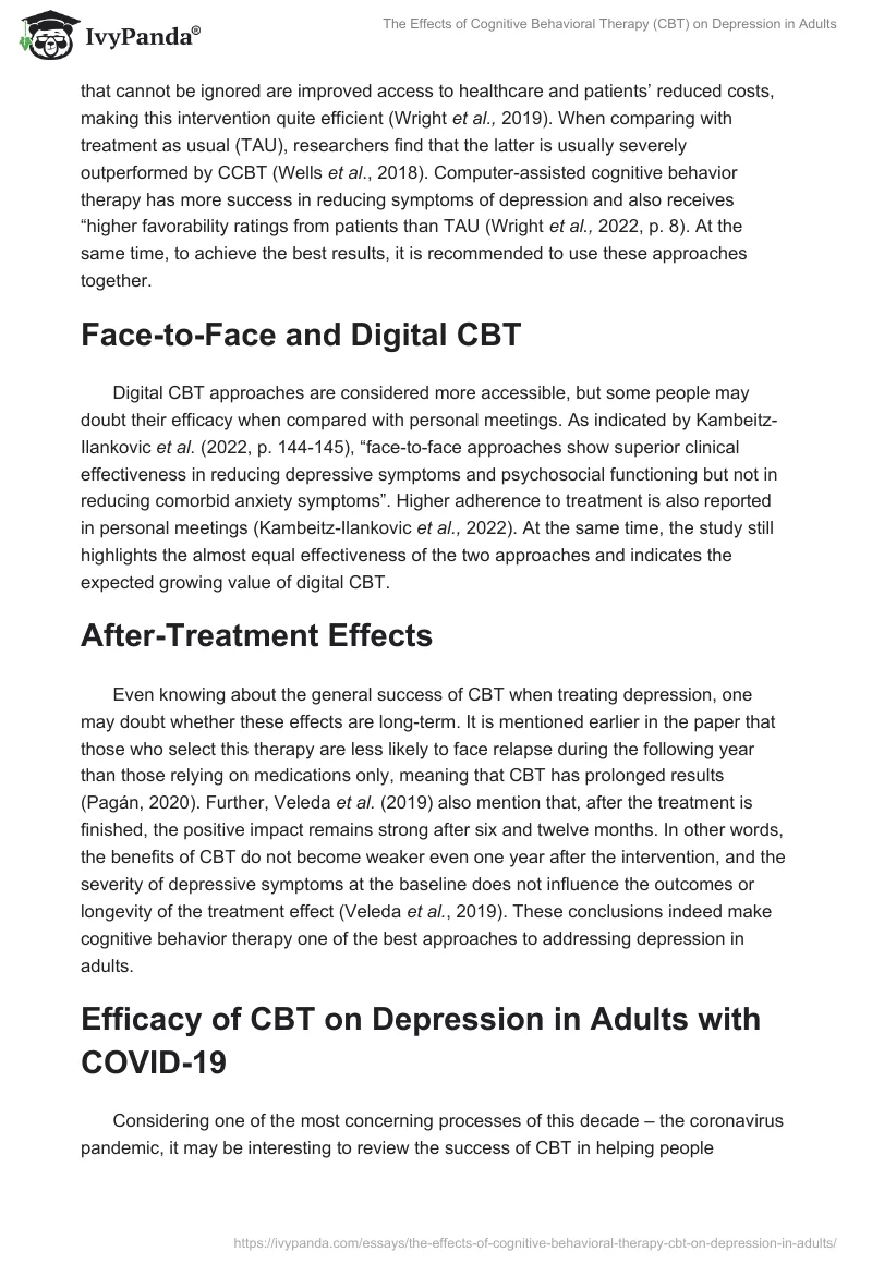 The Effects of Cognitive Behavioral Therapy (CBT) on Depression in Adults. Page 4