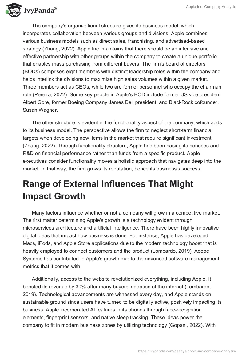 Apple Inc. Company Analysis. Page 4