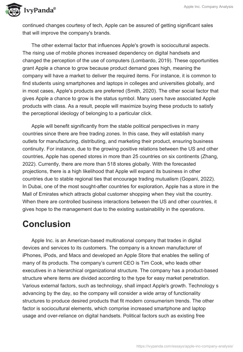 Apple Inc. Company Analysis. Page 5