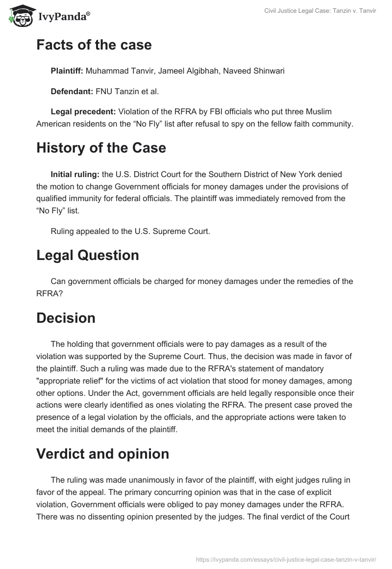 Civil Justice Legal Case: Tanzin v. Tanvir. Page 2