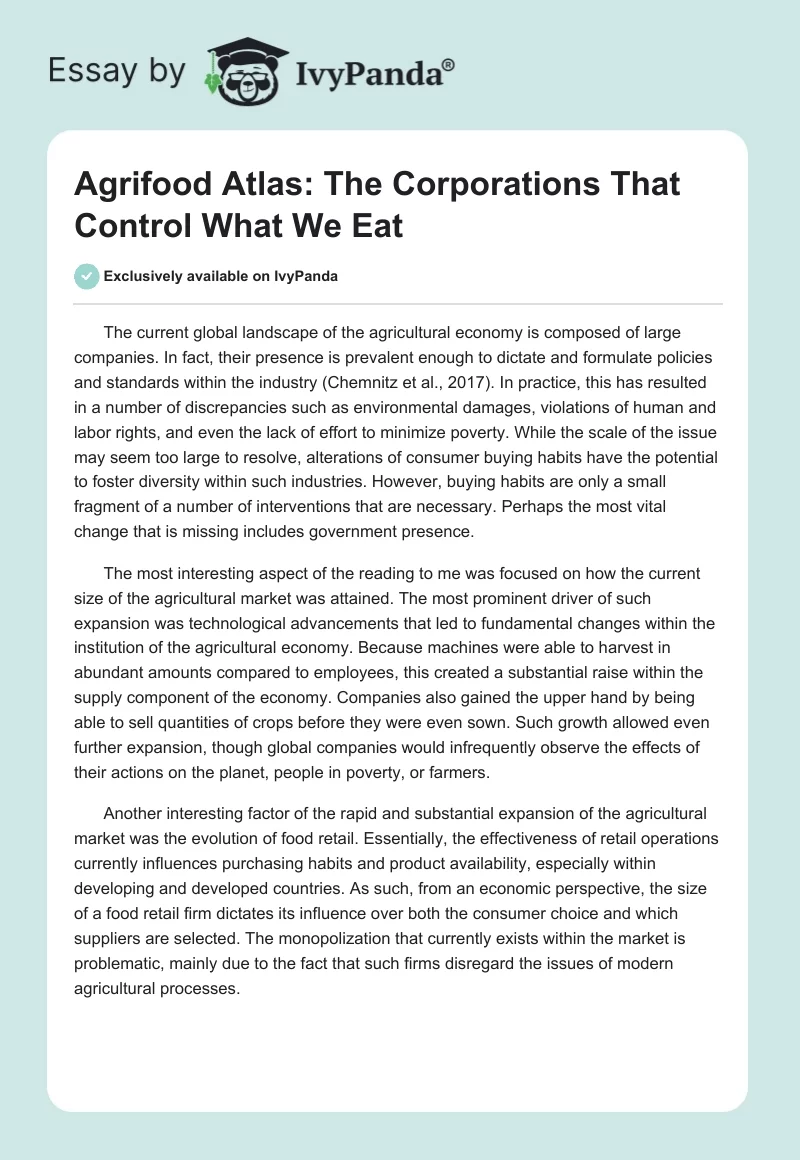 Agrifood Atlas: The Corporations That Control What We Eat. Page 1
