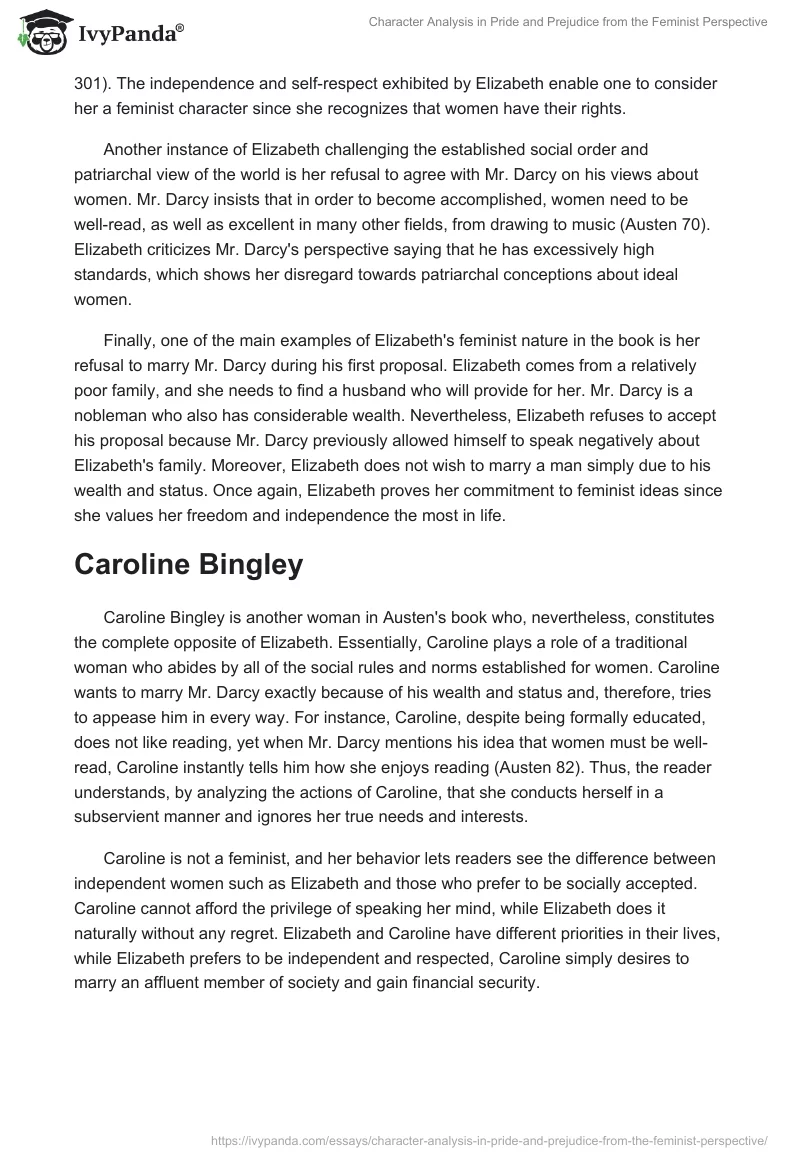 Character Analysis in Pride and Prejudice From the Feminist Perspective. Page 2