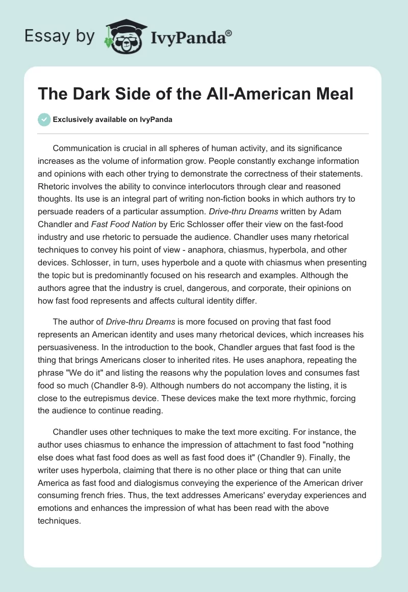The Dark Side of the All-American Meal. Page 1