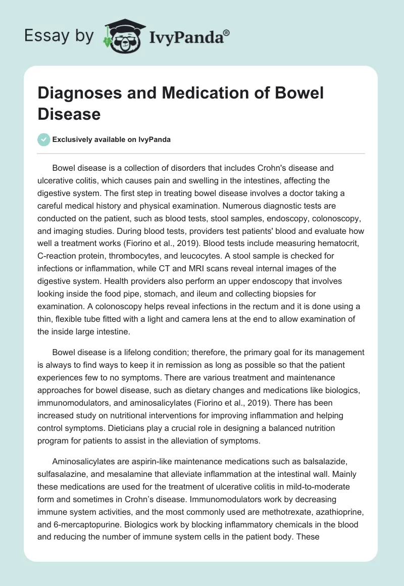 Diagnoses and Medication of Bowel Disease. Page 1