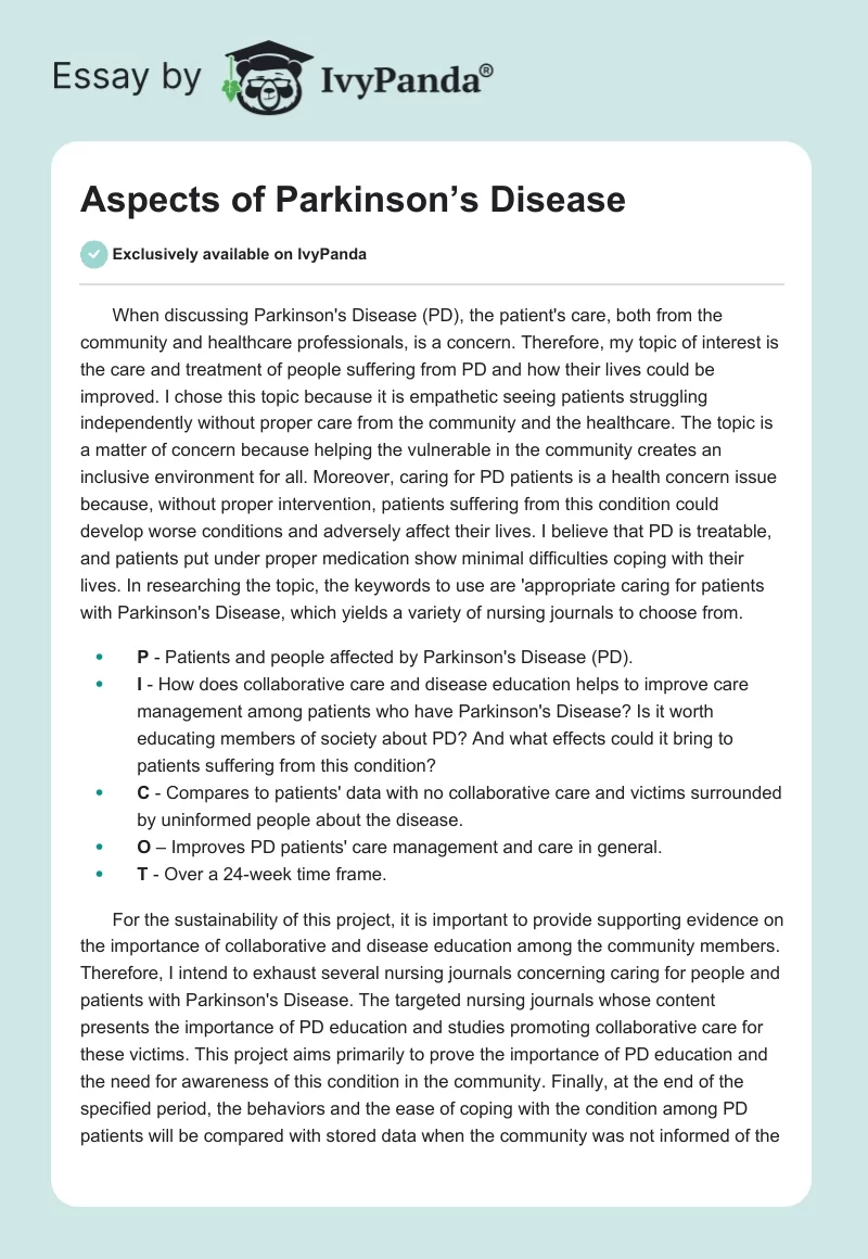 Aspects of Parkinson’s Disease. Page 1