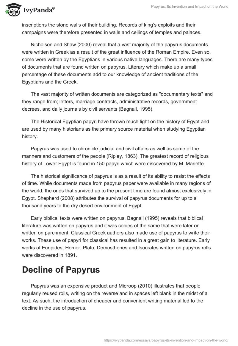 Papyrus: Its Invention and Impact on the World. Page 4