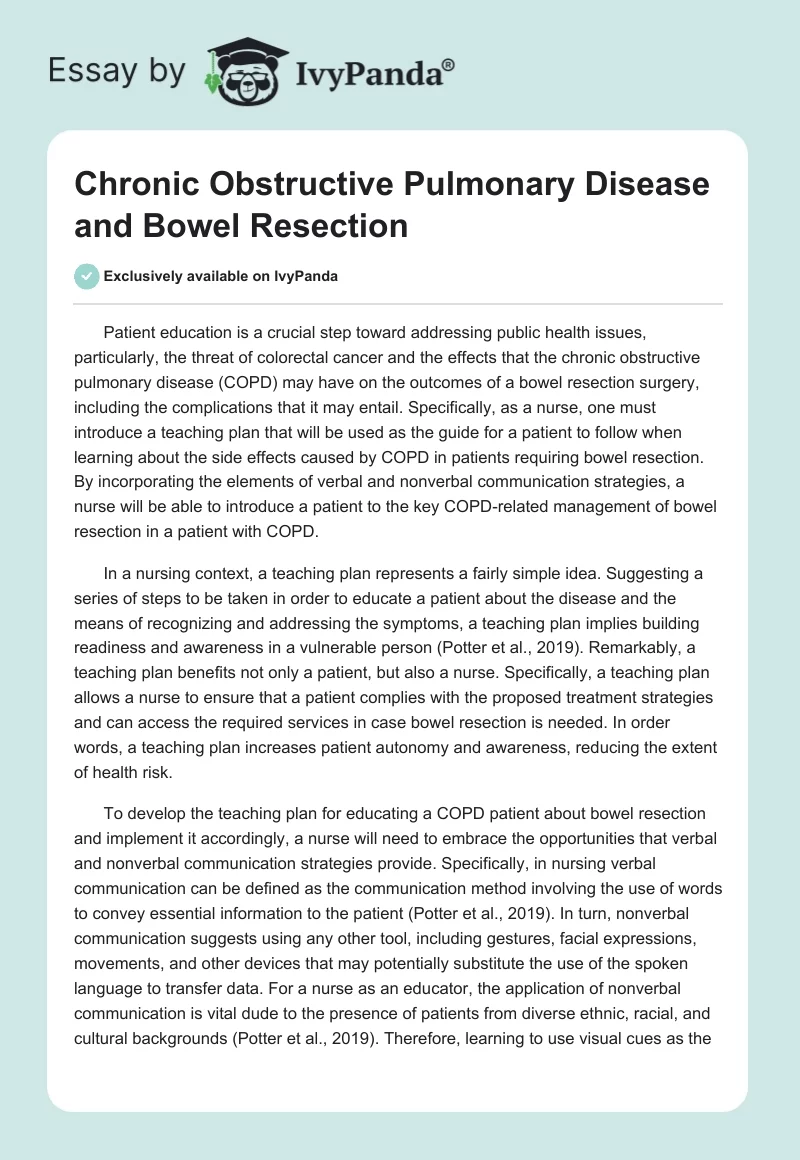 Chronic Obstructive Pulmonary Disease and Bowel Resection. Page 1