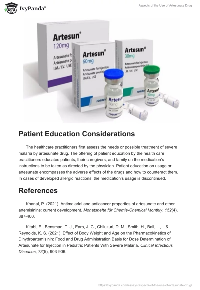 Aspects of the Use of Artesunate Drug. Page 2