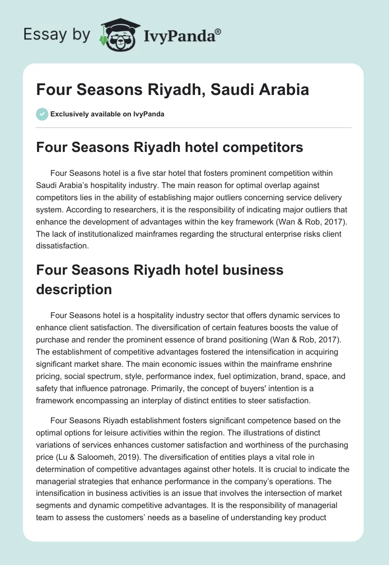 Four Seasons Riyadh, Saudi Arabia. Page 1