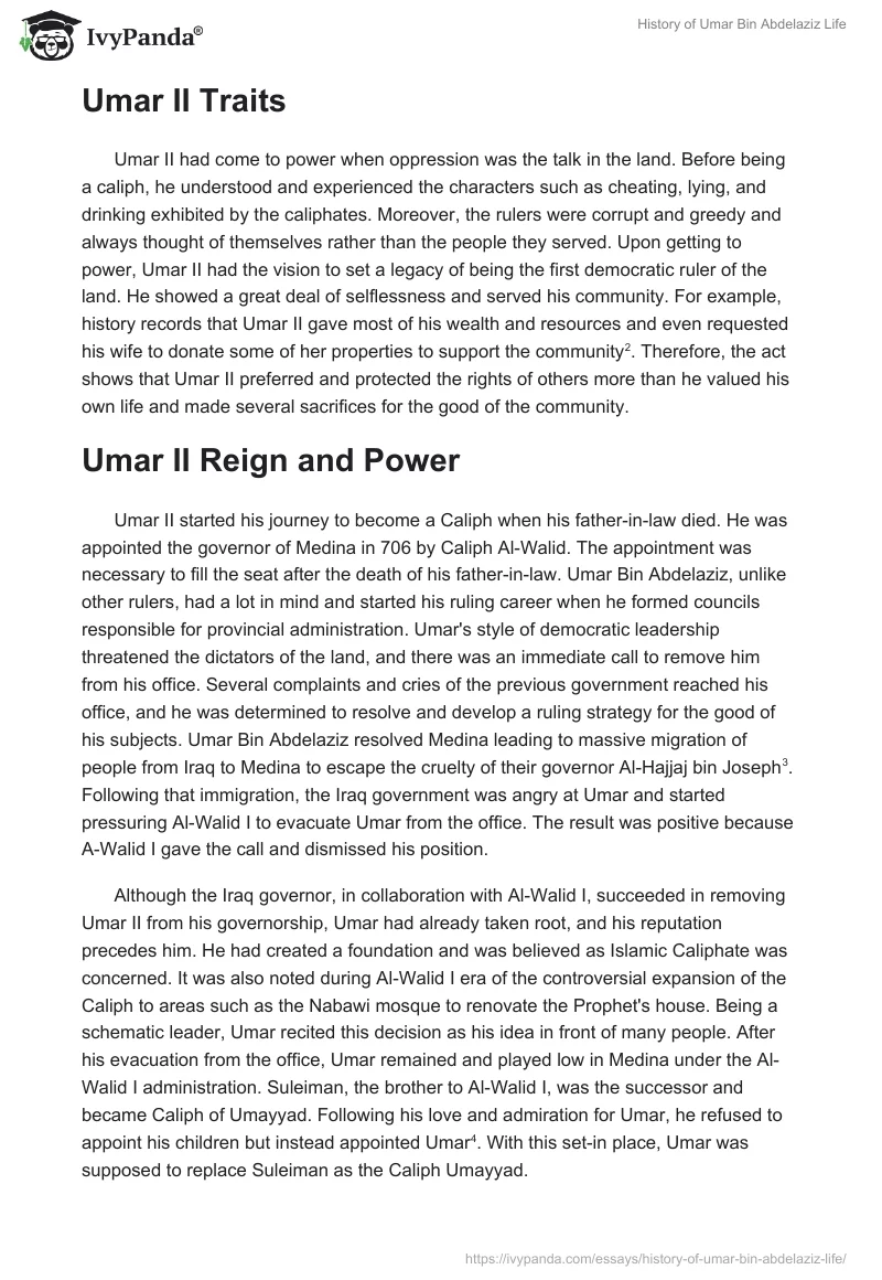 History of Umar Bin Abdelaziz Life. Page 2