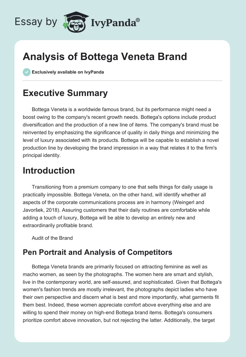 Analysis of Bottega Veneta Brand. Page 1