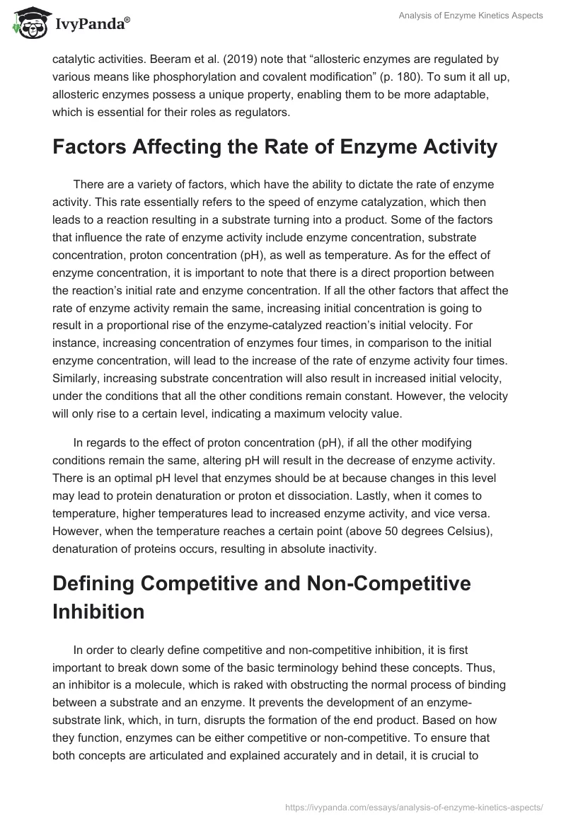 Analysis of Enzyme Kinetics Aspects. Page 2