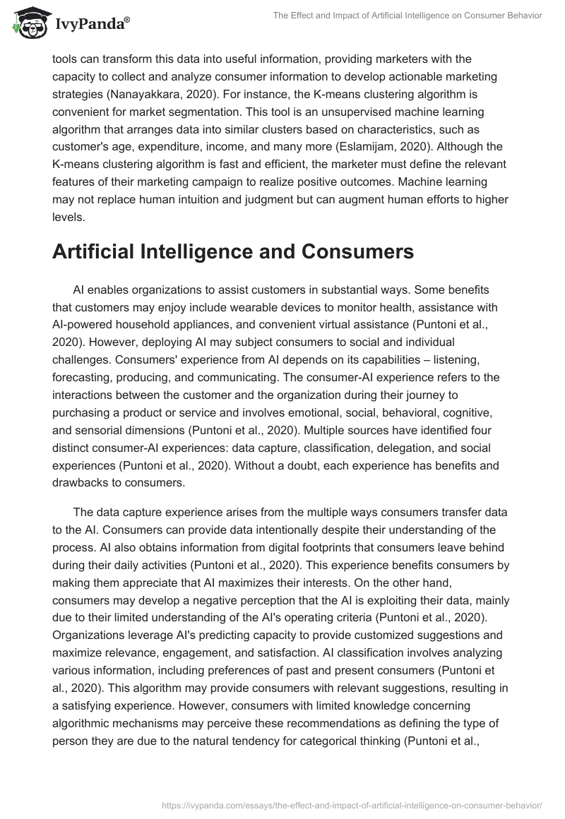 The Effect and Impact of Artificial Intelligence on Consumer Behavior. Page 3