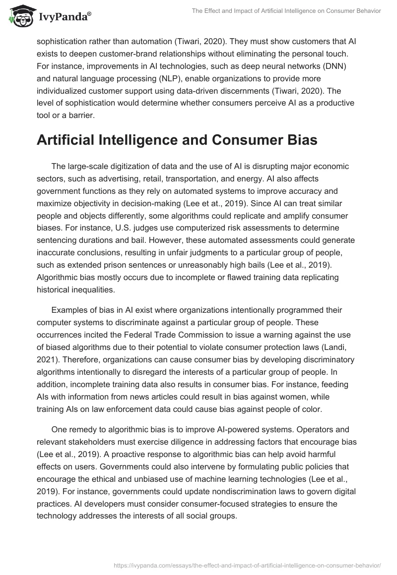 The Effect and Impact of Artificial Intelligence on Consumer Behavior. Page 5