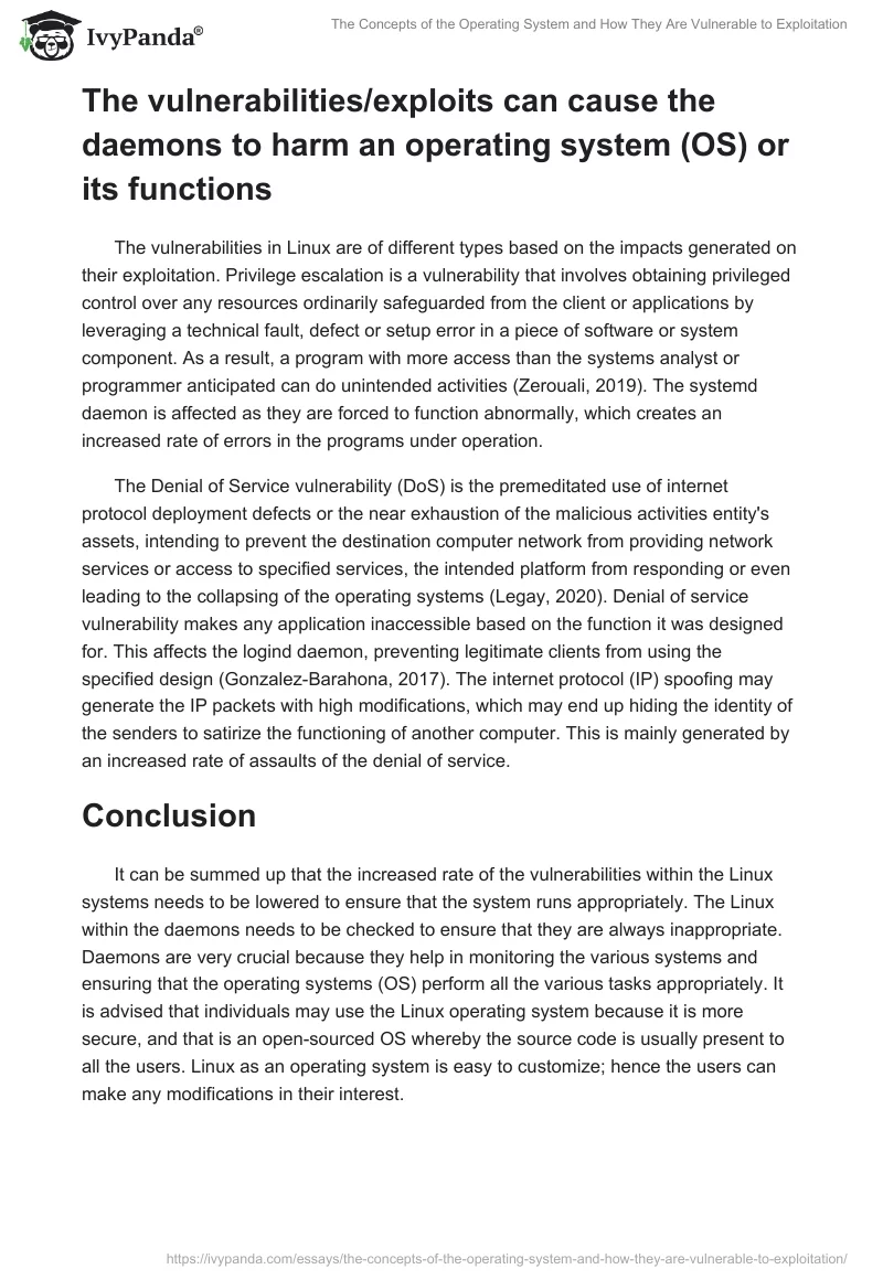 The Concepts of the Operating System and How They Are Vulnerable to Exploitation. Page 2