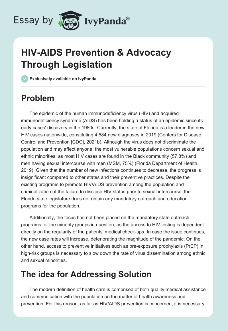 HIV-AIDS Prevention & Advocacy Through Legislation. Page 1