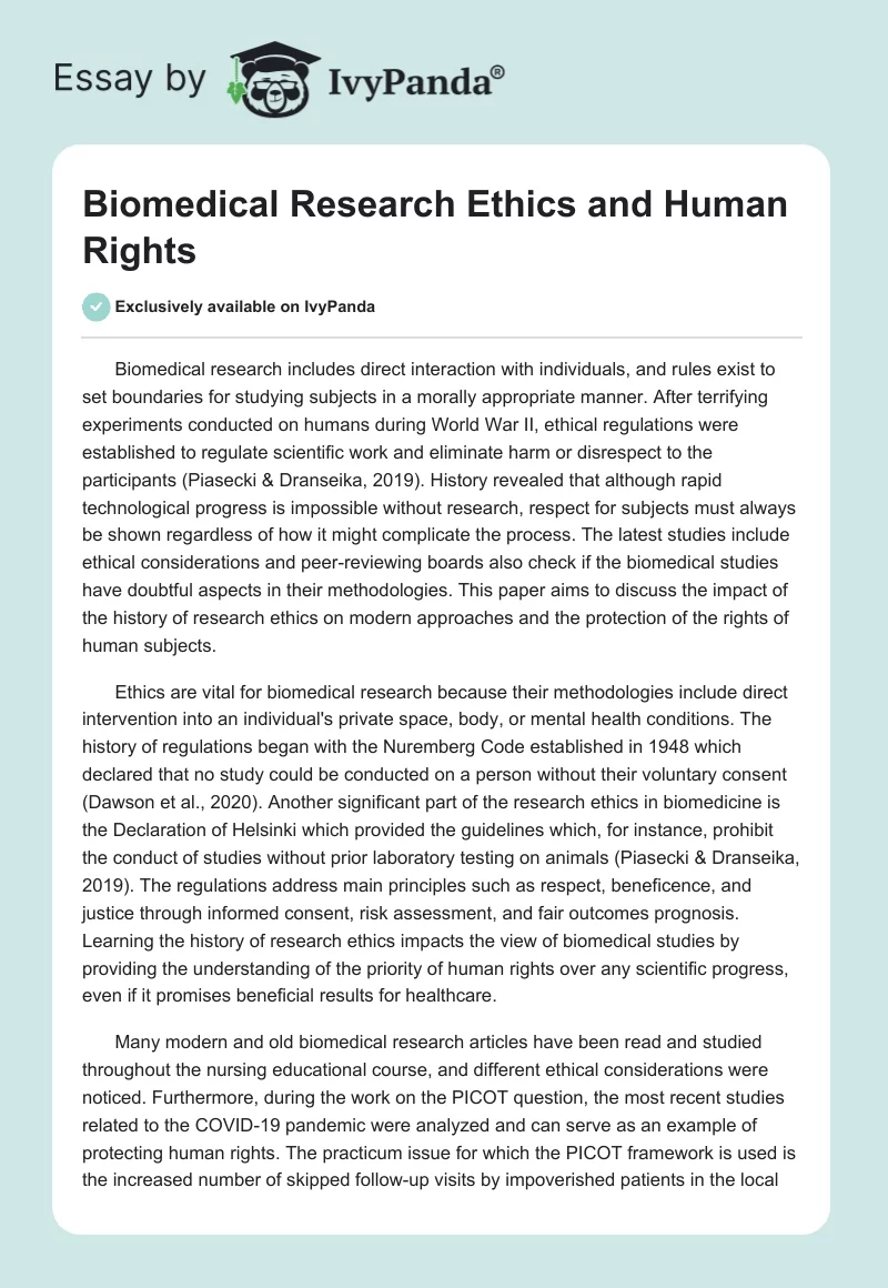 Biomedical Research Ethics and Human Rights. Page 1