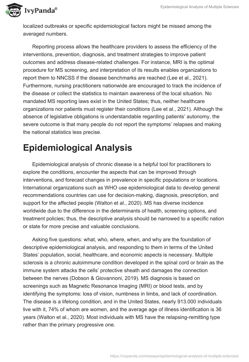 Epidemiological Analysis of Multiple Sclerosis. Page 3