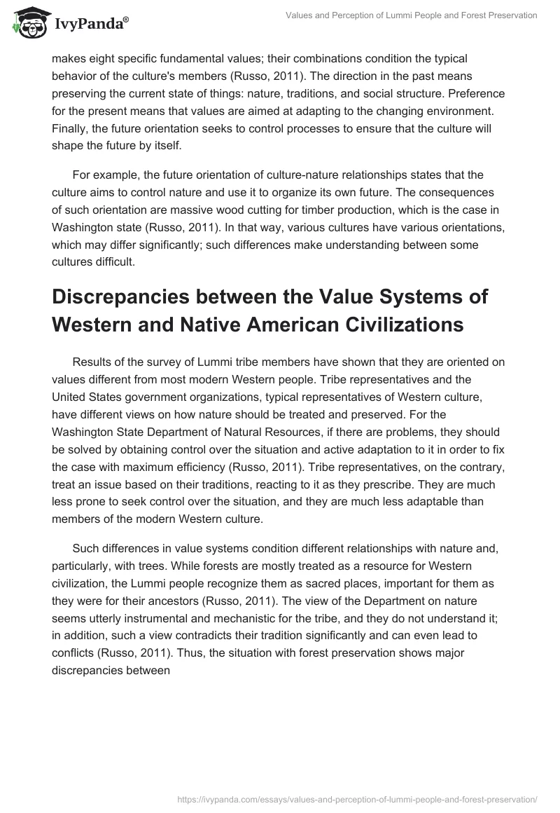 Values and Perception of Lummi People and Forest Preservation. Page 2