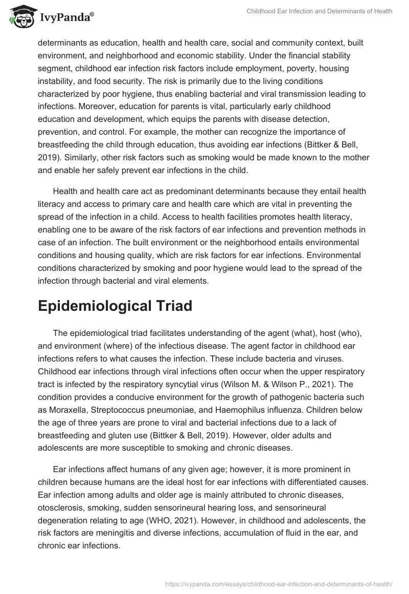 Childhood Ear Infection and Determinants of Health. Page 2