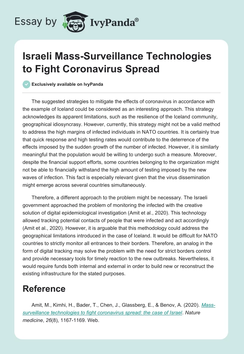 Israeli Mass-Surveillance Technologies to Fight Coronavirus Spread. Page 1