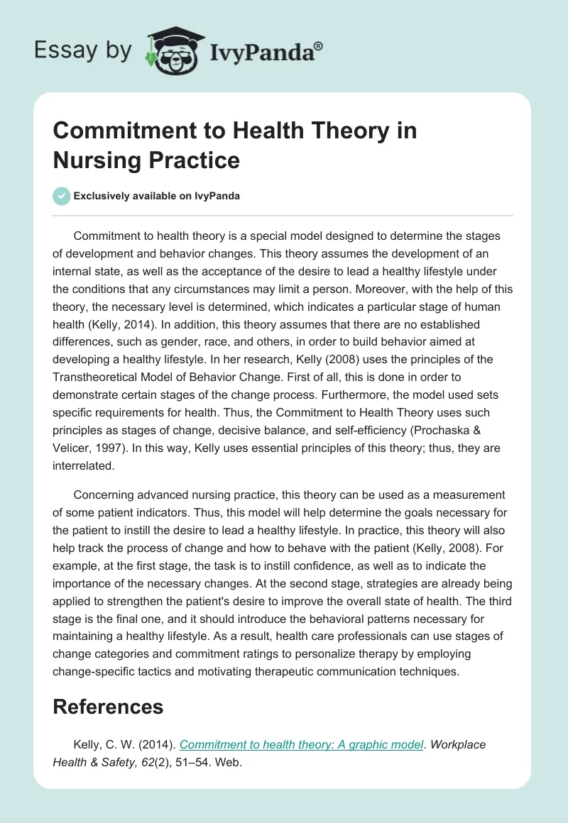 Commitment to Health Theory in Nursing Practice. Page 1