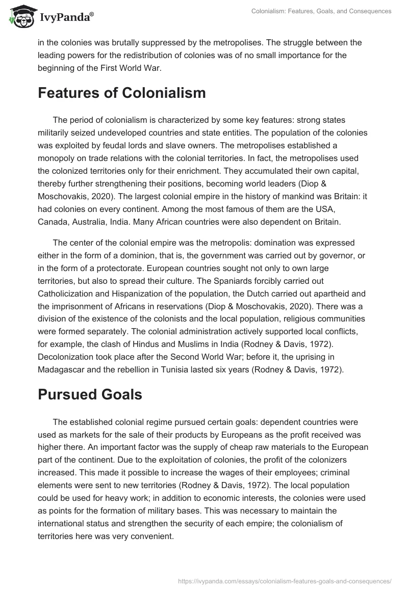 Colonialism: Features, Goals, and Consequences. Page 2