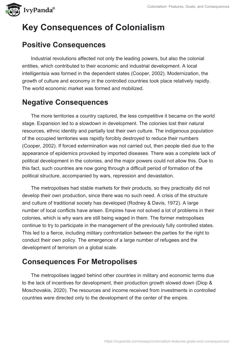 Colonialism: Features, Goals, and Consequences. Page 3