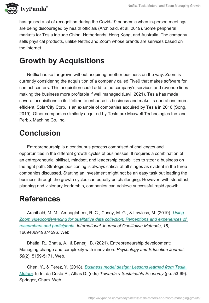 Netflix, Tesla Motors, and Zoom Managing Growth. Page 3