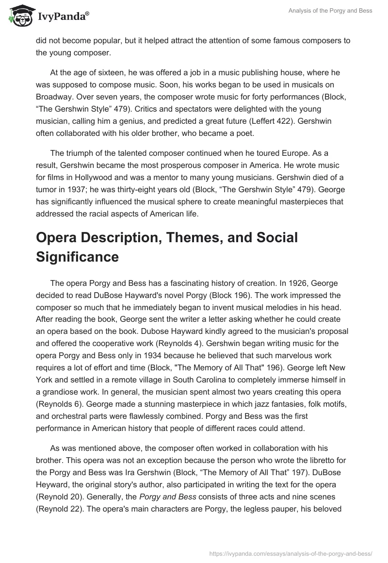 Analysis of the "Porgy and Bess". Page 2