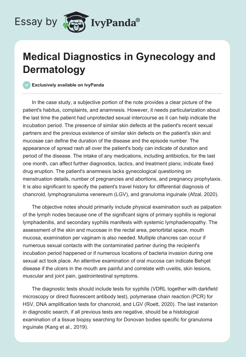 Medical Diagnostics in Gynecology and Dermatology. Page 1