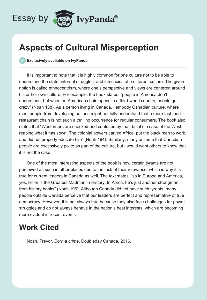 Aspects of Cultural Misperception. Page 1