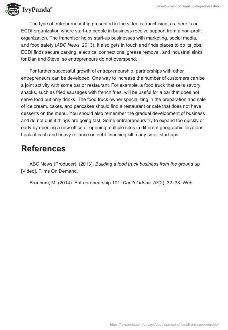 Development of Small Entrepreneurship. Page 2