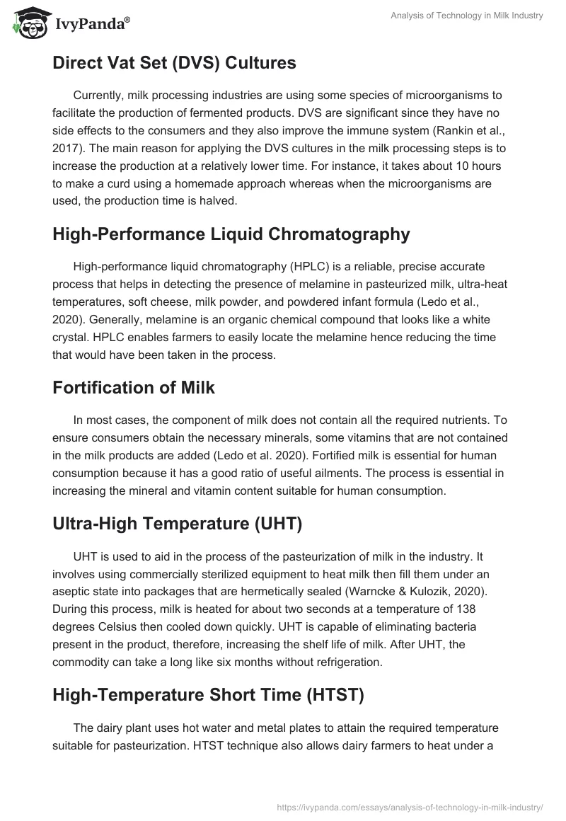 Analysis of Technology in Milk Industry. Page 4