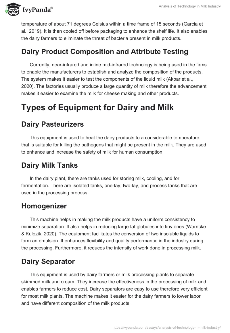 Analysis of Technology in Milk Industry. Page 5