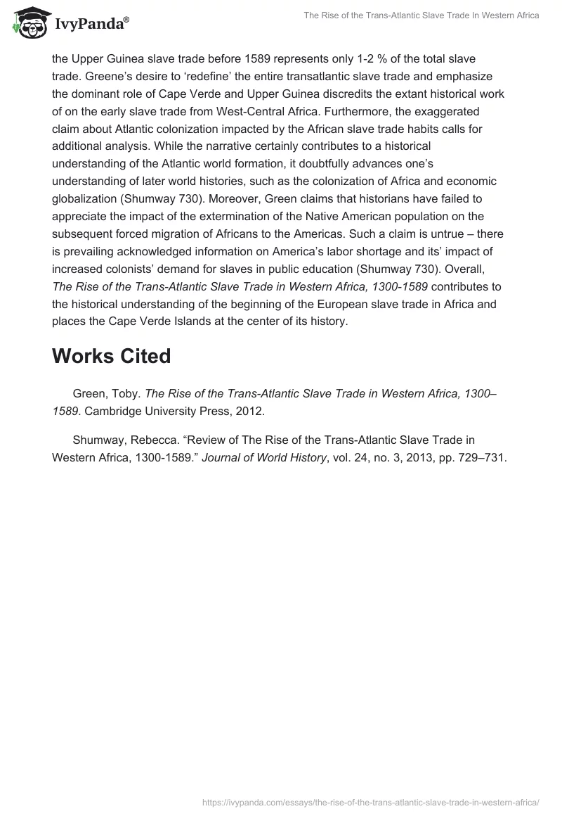 The Rise of the Trans-Atlantic Slave Trade In Western Africa. Page 2