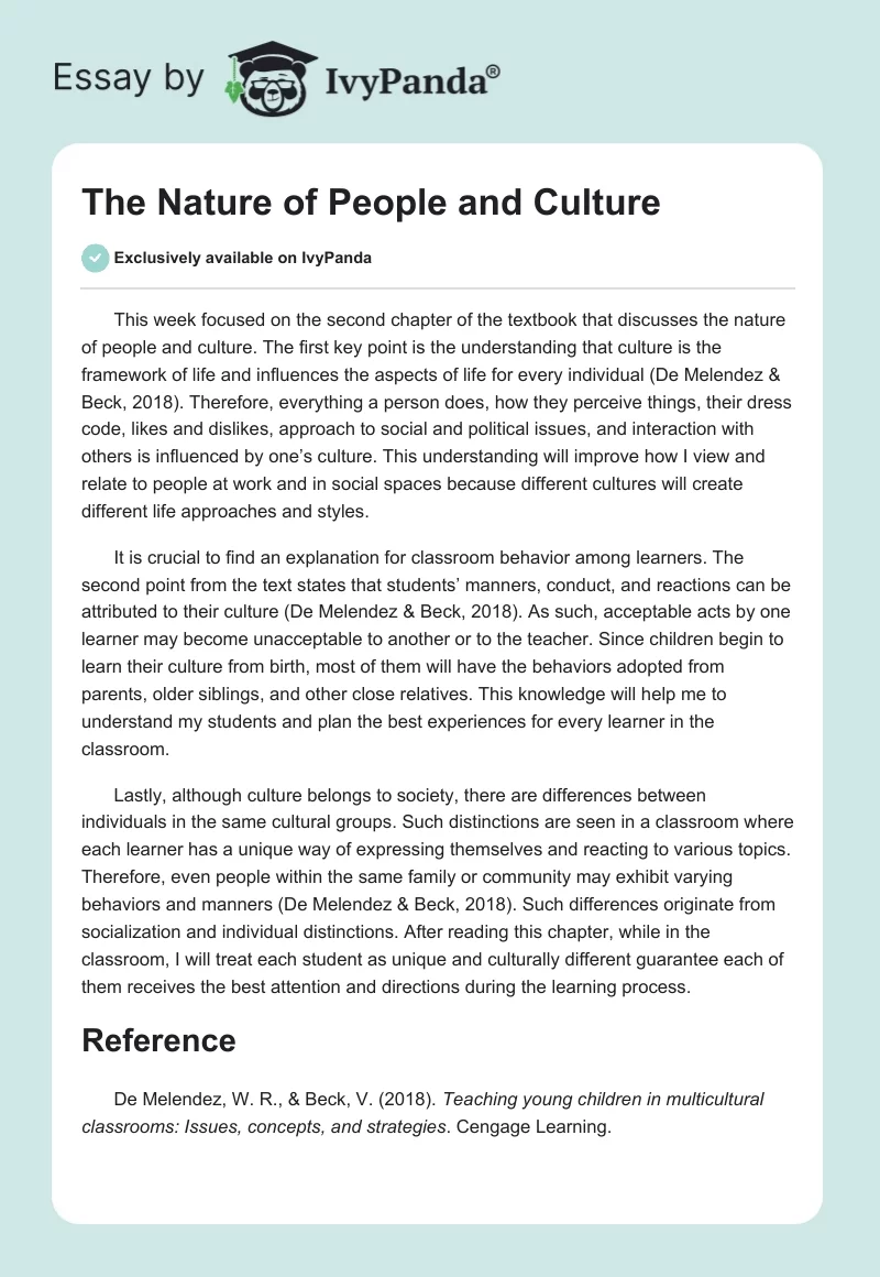 The Nature of People and Culture. Page 1