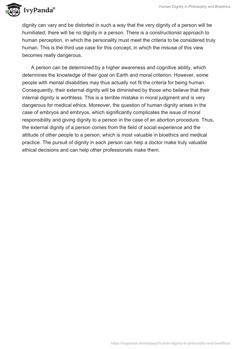 Human Dignity in Philosophy and Bioethics. Page 2