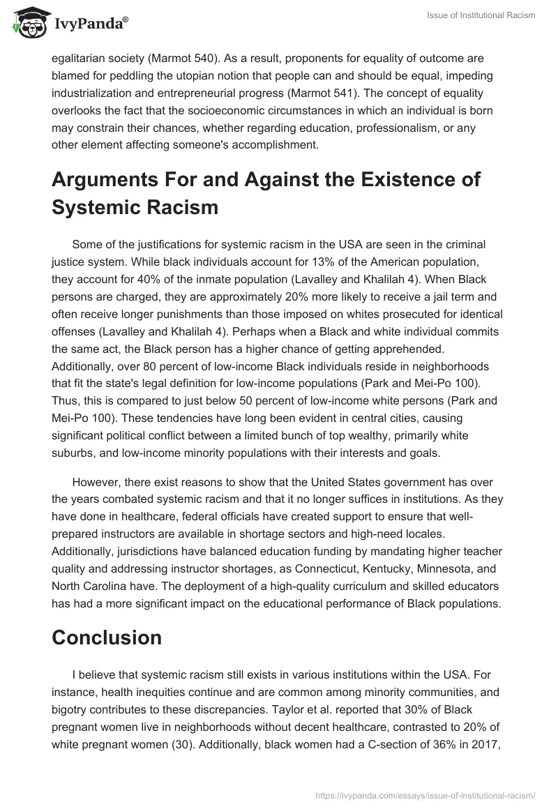 Issue Of Institutional Racism 1161 Words Essay Example 