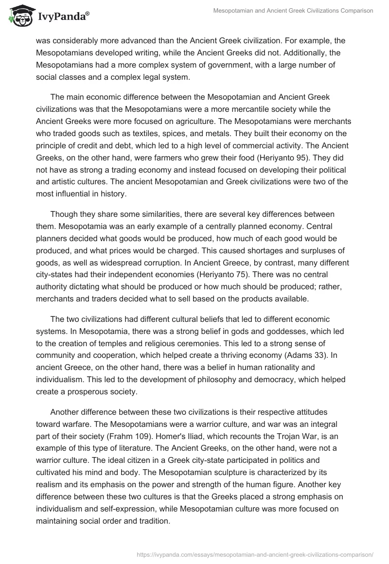 Mesopotamian and Ancient Greek Civilizations Comparison. Page 3