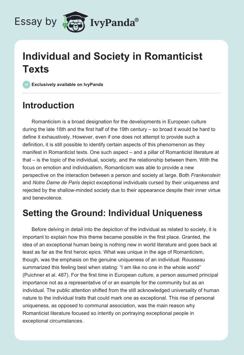 Individual and Society in Romanticist Texts. Page 1